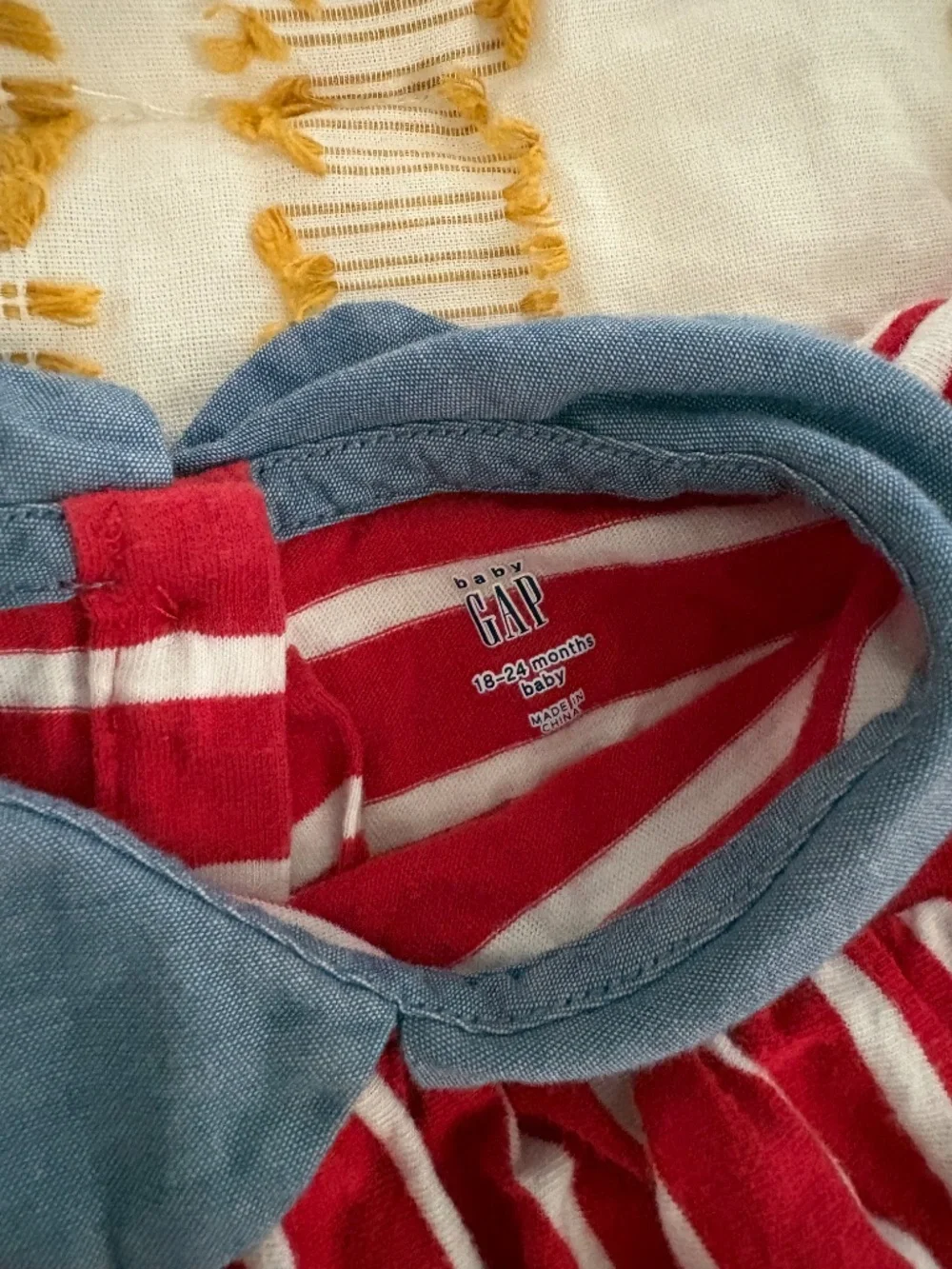 Baby Gap Red and White Stripe Top with Peter Pan Collar